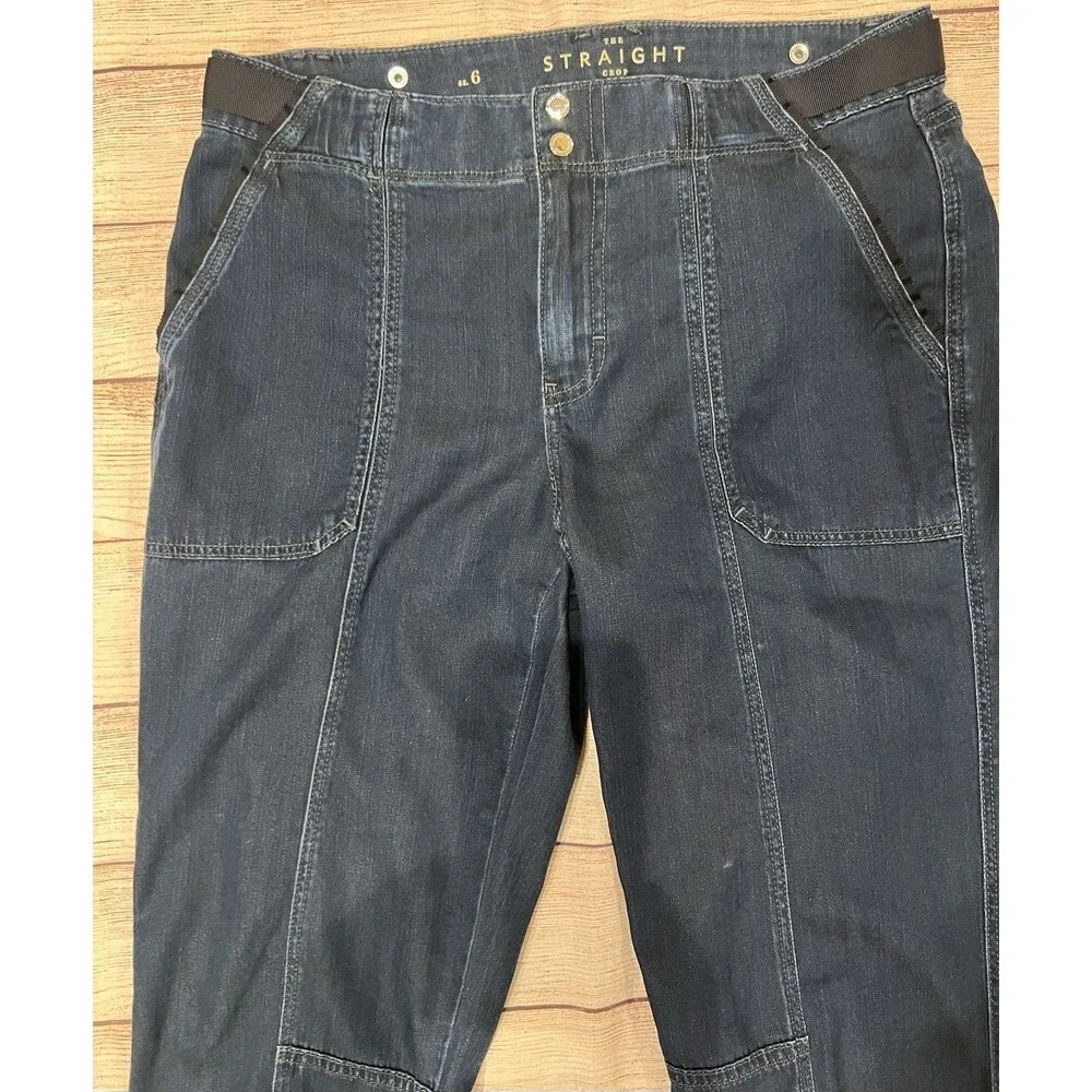 WHBM White House Black Market blue Cotton denim Straight Crop jeans -size 6